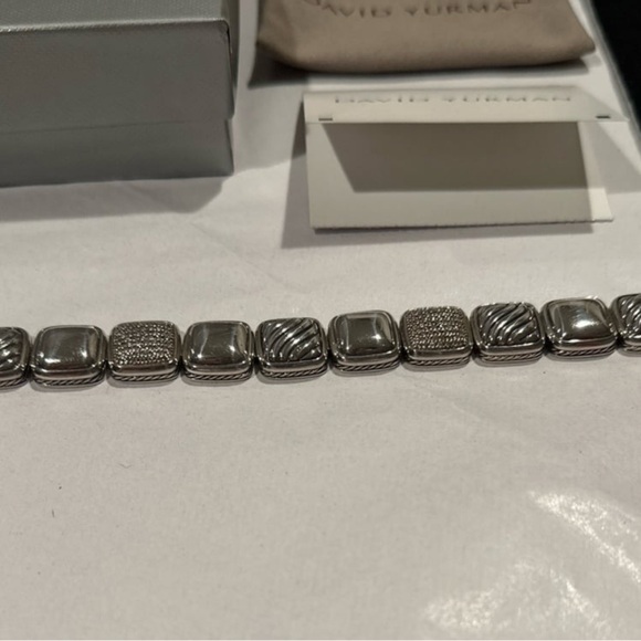 Vintage David Yurman 1-Row Linear Chiclet Bracelet Sterling Silver w/Diamonds - Picture 5 of 15